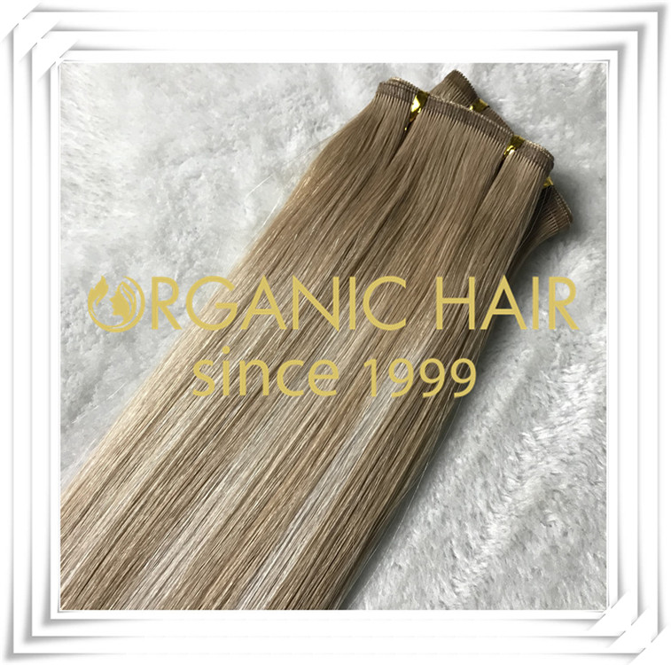 Flat weft custom color top quality hair extension C008